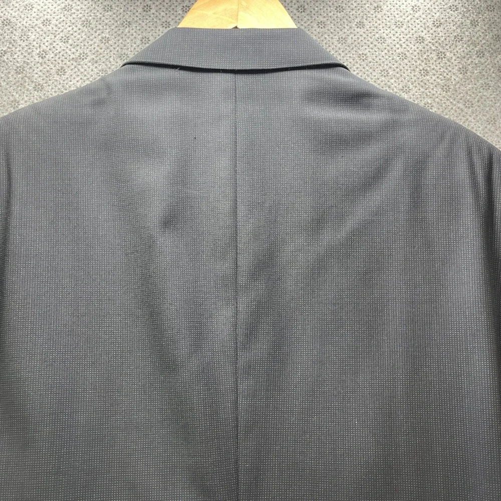 Vintage Mani Giorgio Armani Mens 42L Wool Blazer Blue Gray Microdot Sport Coats